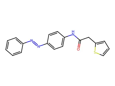 (E)-N-(4-(phenyldiazenyl)phenyl)-2-(thiophen-2-yl)acetamide structure