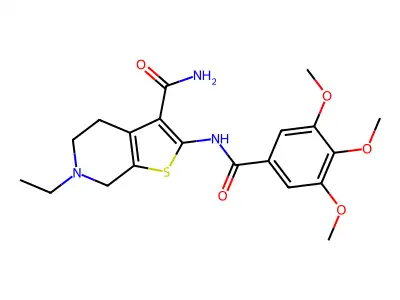 4-ethyl-8-[(3,4,5-trimethoxybenzoyl)amino]-7-thia-4-azabicyclo[4.3.0]nona-8,10-diene-9-carboxamide structure