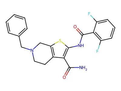 6-Benzyl-2-(2,6-difluorobenzamido)-4,5,6,7-tetrahydrothieno[2,3-c]pyridine-3-carboxamide structure