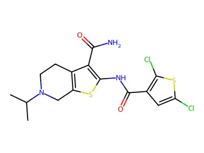 2-(2,5-Dichlorothiophene-3-carboxamido)-6-isopropyl-4,5,6,7-tetrahydrothieno[2,3-c]pyridine-3-carboxamide structure
