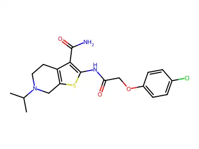 2-(2-(4-Chlorophenoxy)acetamido)-6-isopropyl-4,5,6,7-tetrahydrothieno[2,3-c]pyridine-3-carboxamide structure