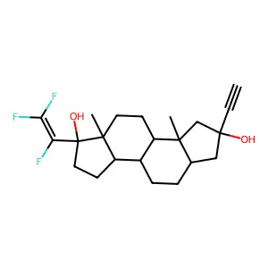 2-Ethynyl-20,21,21-trifluoro-A-nor-17alpha-pregn-20-ene-2beta,17-diol structure