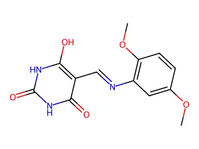 5-{[(2,5-dimethoxyphenyl)amino]methylene}pyrimidine-2,4,6(1H,3H,5H)-trione structure