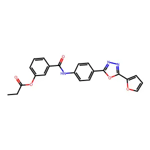 3-({4-[5-(Furan-2-yl)-1,3,4-oxadiazol-2-yl]phenyl}carbamoyl)phenyl propanoate structure