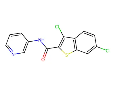 3,6-dichloro-N-(3-pyridinyl)-1-benzothiophene-2-carboxamide structure