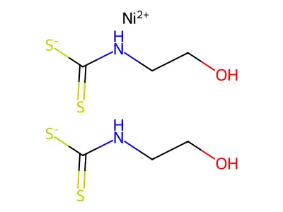 Bis[(2-hydroxyethyl)dithiocarbamato-S,S']nickel structure