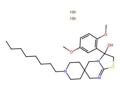 Spiro(piperidine-4,6'(7'H)-(5H)thiazolo(3,2-a)pyrimidin)-3'-ol, 2',3'-dihydro-3'-(2,5-dimethoxyphenyl)-1-octyl-, dihydrobromide structure