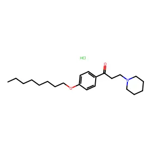 Propiophenone, 4'-octyloxy-3-piperidino-, hydrochloride structure