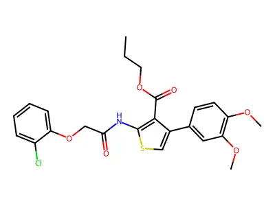 propyl 2-{[(2-chlorophenoxy)acetyl]amino}-4-(3,4-dimethoxyphenyl)thiophene-3-carboxylate structure