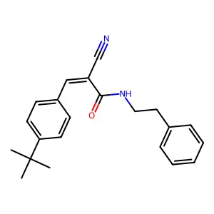 (2E)-3-(4-tert-butylphenyl)-2-cyano-N-(2-phenylethyl)prop-2-enamide structure