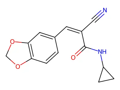 2-Propenamide, 3-(1,3-benzodioxol-5-yl)-2-cyano-N-cyclopropyl- structure