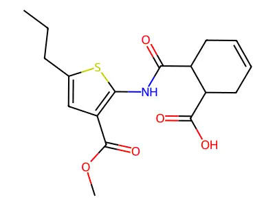 6-{[3-(methoxycarbonyl)-5-propylthiophen-2-yl]carbamoyl}cyclohex-3-ene-1-carboxylic acid structure
