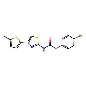2-(4-bromophenyl)-N-[4-(5-methylthiophen-2-yl)-1,3-thiazol-2-yl]acetamide structure