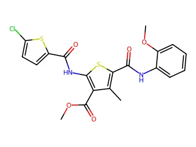 methyl 2-[(5-chlorothiophene-2-carbonyl)amino]-5-[(2-methoxyphenyl)carbamoyl]-4-methylthiophene-3-carboxylate structure