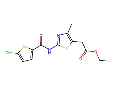 ethyl 2-(2-(5-chlorothiophene-2-carboxamido)-4-methylthiazol-5-yl)acetate structure