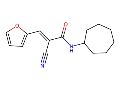 2-cyano-N-cycloheptyl-3-(2-furyl)acrylamide structure