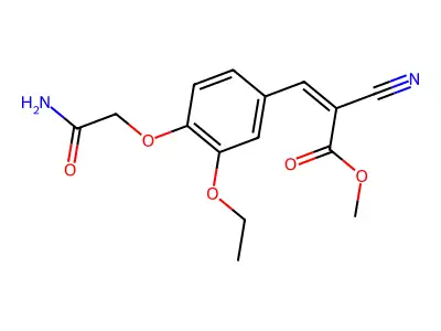 Methyl 3-[4-(2-amino-2-oxoethoxy)-3-ethoxyphenyl]-2-cyanoprop-2-enoate structure
