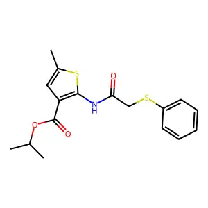 Methylethyl 5-methyl-2-(2-phenylthioacetylamino)thiophene-3-carboxylate structure