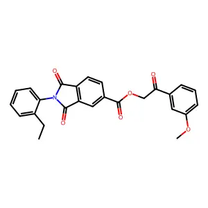 [2-(3-methoxyphenyl)-2-oxo-ethyl] 2-(2-ethylphenyl)-1,3-dioxo-isoindole-5-carboxylate structure