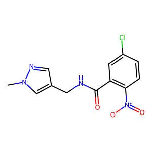 5-chloro-N-[(1-methylpyrazol-4-yl)methyl]-2-nitrobenzamide structure