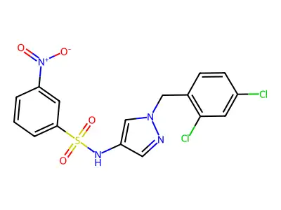 N-[1-(2,4-dichlorobenzyl)-1H-pyrazol-4-yl]-3-nitrobenzenesulfonamide structure