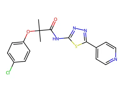 2-(4-chlorophenoxy)-2-methyl-N-(5-pyridin-4-yl-1,3,4-thiadiazol-2-yl)propanamide structure