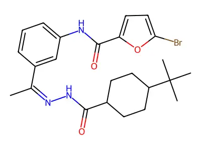 4-(1,1-Dimethylethyl)cyclohexanecarboxylic acid 2-[1-[3-[[(5-bromo-2-furanyl)carbonyl]amino]phenyl]ethylidene]hydrazide structure