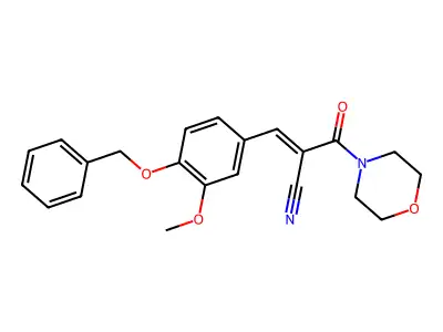 (2E)-3-[4-(benzyloxy)-3-methoxyphenyl]-2-(morpholin-4-ylcarbonyl)prop-2-enenitrile structure