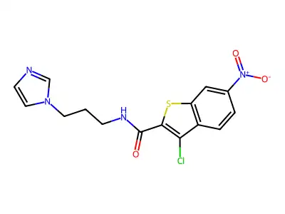 3-chloro-N-[3-(1-imidazolyl)propyl]-6-nitro-1-benzothiophene-2-carboxamide structure