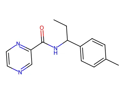 N-[1-(4-methylphenyl)propyl]pyrazine-2-carboxamide structure