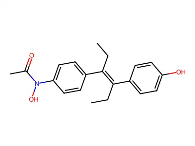 N-hydroxy-N-[4-[4-(4-hydroxyphenyl)hex-3-en-3-yl]phenyl]acetamide structure