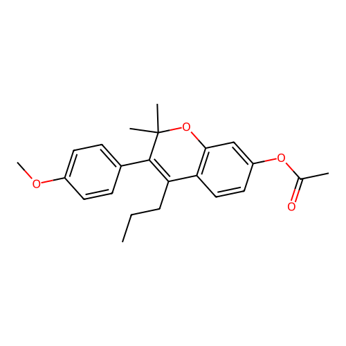 2,2-Dimethyl-3-(4-methoxyphenyl)-4-propyl-2H-1-benzopyran-7-ol acetate structure