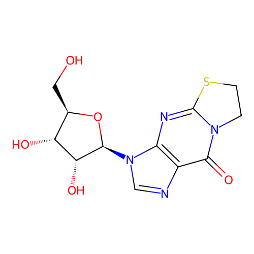 6,7-Dihydro-3-beta-D-ribofuranosylthiazolo(3,2-a)purin-9(3H)-one structure