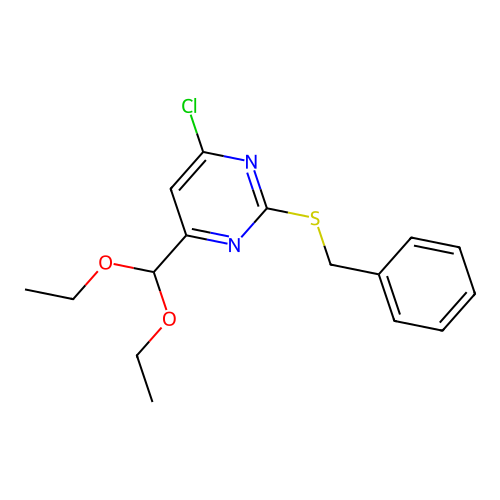2-Benzylsulfanyl-4-chloro-6-diethoxymethyl-pyrimidine structure