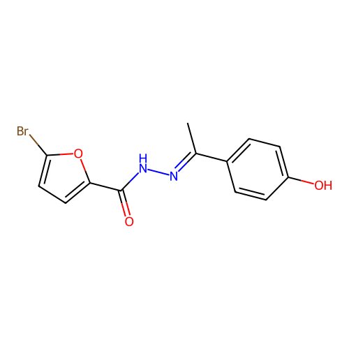 5-bromo-N-[1-(4-hydroxyphenyl)ethylideneamino]furan-2-carboxamide structure