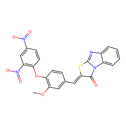 (Z)-2-(4-(2,4-dinitrophenoxy)-3-methoxybenzylidene)benzo[4,5]imidazo[2,1-b]thiazol-3(2H)-one structure