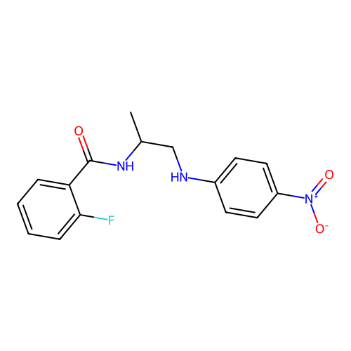 2-fluoro-N-{1-[(4-nitrophenyl)amino]propan-2-yl}benzamide structure