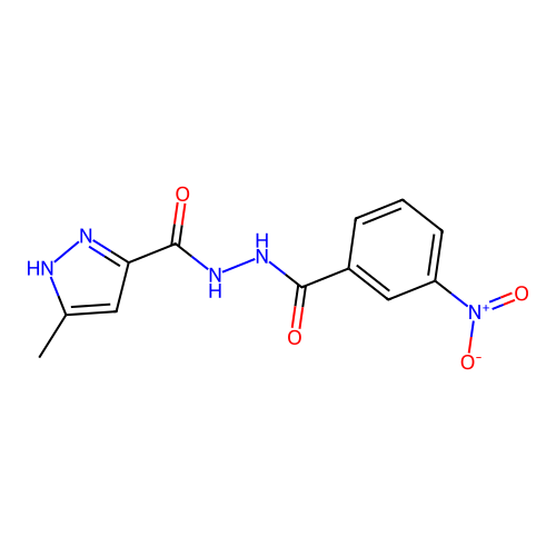 5-methyl-N'-(3-nitrobenzoyl)-1H-pyrazole-3-carbohydrazide structure
