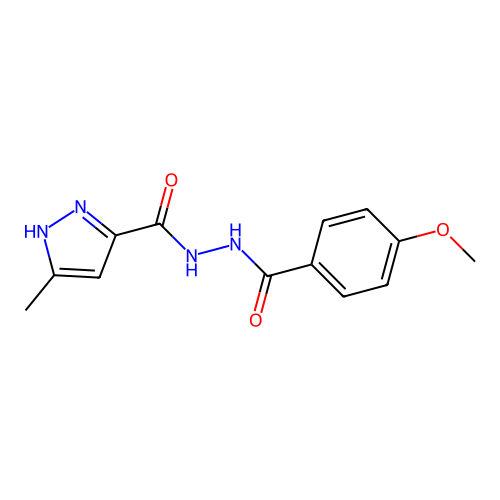 N'-(4-methoxybenzoyl)-3-methyl-1H-pyrazole-5-carbohydrazide structure