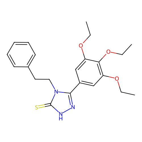 4-phenethyl-5-(3,4,5-triethoxyphenyl)-4H-1,2,4-triazole-3-thiol structure