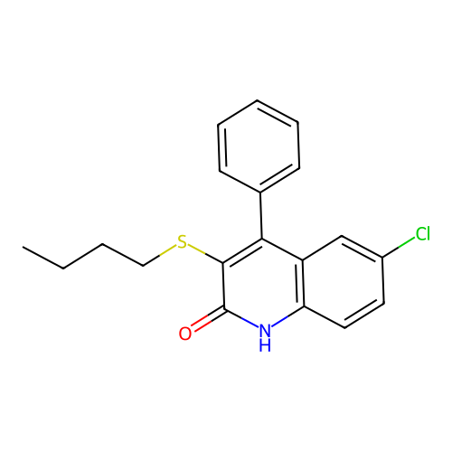 3-(butylthio)-6-chloro-4-phenylquinolin-2(1H)-one structure
