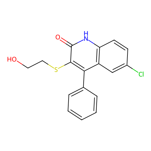 6-chloro-3-[(2-hydroxyethyl)sulfanyl]-4-phenylquinolin-2(1H)-one structure