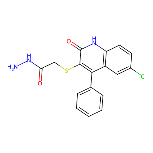 2-[(6-Chloro-2-oxo-4-phenyl-1,2-dihydroquinolin-3-yl)sulfanyl]acetohydrazide structure
