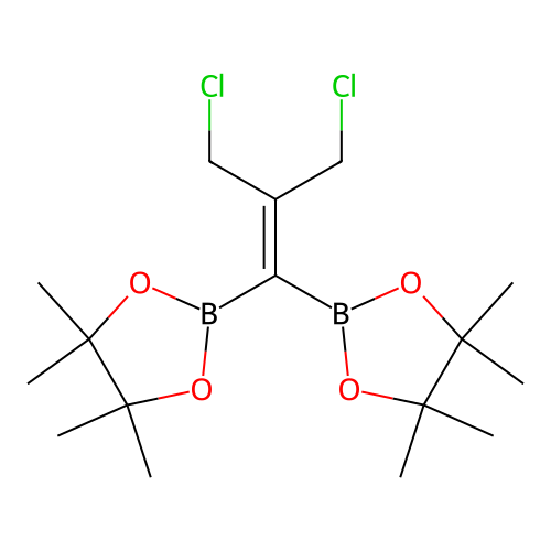 2,2'-[3-chloro-2-(chloromethyl)prop-1-ene-1,1-diyl]bis(4,4,5,5-tetramethyl-1,3,2-dioxaborolane) structure