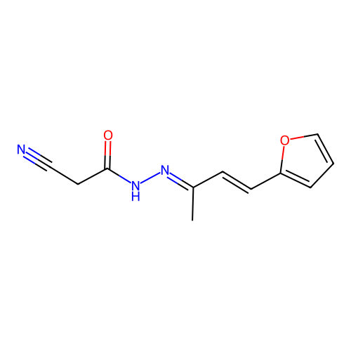 2-cyano-N-[(E)-[(E)-4-(furan-2-yl)but-3-en-2-ylidene]amino]acetamide structure