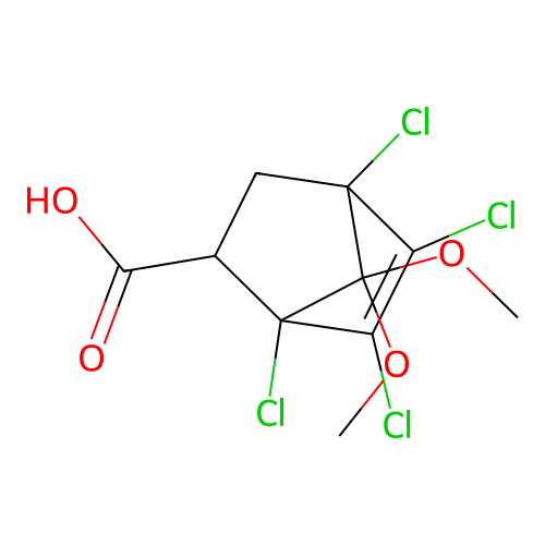 1,2,3,4-tetrachloro-7,7-dimethoxybicyclo[2.2.1]hept-2-ene-5-carboxylic acid structure