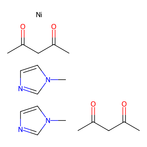 Bis(1-methylimidazole);nickel;bis(pentane-2,4-dione) structure