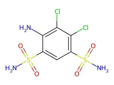 4-Amino-5,6-dichlorobenzene-1,3-disulfonamide structure