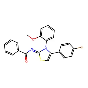 N-[4-(4-bromophenyl)-3-(2-methoxyphenyl)-1,3-thiazol-2-ylidene]benzamide structure