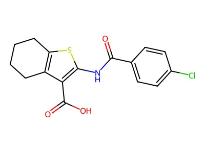 2-[(4-Chlorobenzoyl)amino]-4,5,6,7-tetrahydro-1-benzothiophene-3-carboxylic acid structure